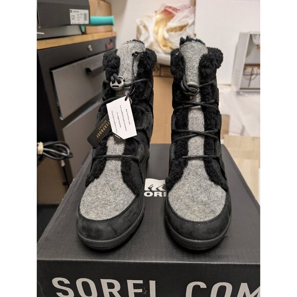 Sorel Joan Of Arctic Wedge II Cozy Black Waterproof Winter Boots Sz 9.5 - Picture 3 of 14